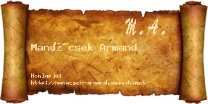 Manácsek Armand névjegykártya